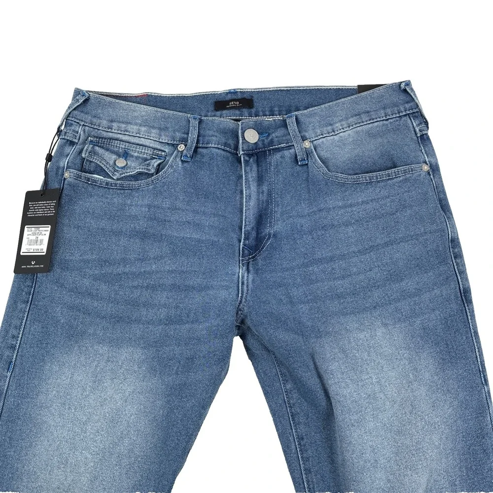New True Religion Geno SN HS Appliqué Flap Slim Relaxed Jeans Mens 34x32 NWT